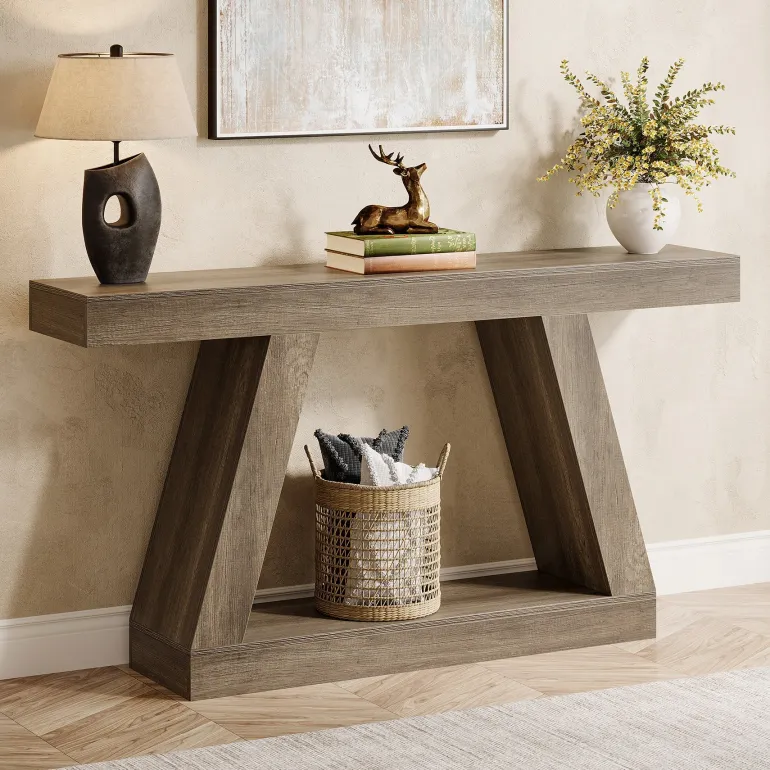 New Tribesigns Farmhouse Console Table, 55" Sofa Table with Storage