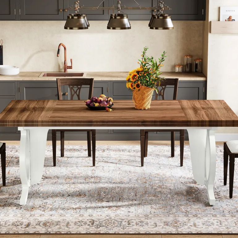 Discount Tribesigns Farmhouse Dining Table, 70.8" Wood Kitchen Table For 6 People