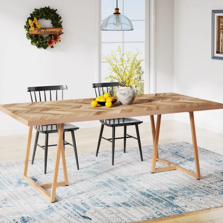 Sale Tribesigns Farmhouse Dining Table for 6 to 8, 70.9" Rectangular Wood Kitchen Table