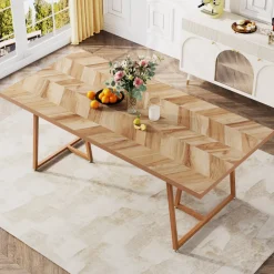 Sale Tribesigns Farmhouse Dining Table for 6 to 8, 70.9