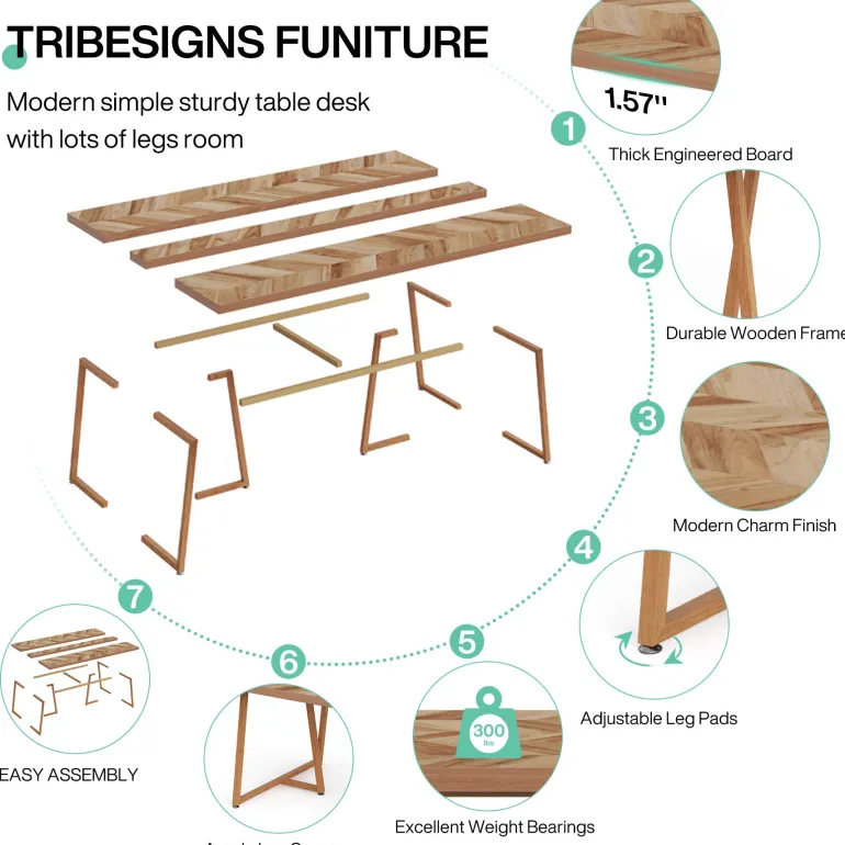 Sale Tribesigns Farmhouse Dining Table for 6 to 8, 70.9" Rectangular Wood Kitchen Table