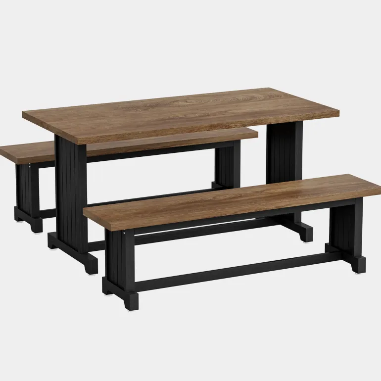 Flash Sale Tribesigns Farmhouse Dining Table Set, 47" Kitchen Table with 2 Benches