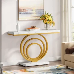 Hot Tribesigns Faux Marble Console Table, 41
