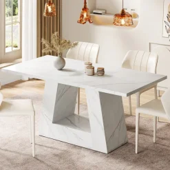 Cheap Tribesigns Faux Marble Dining Table, 63