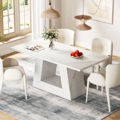 Cheap Tribesigns Faux Marble Dining Table, 63