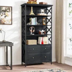 Store Tribesigns File Cabinet, 2 Drawer Vertical Filling Cabinet with Storage Shelves