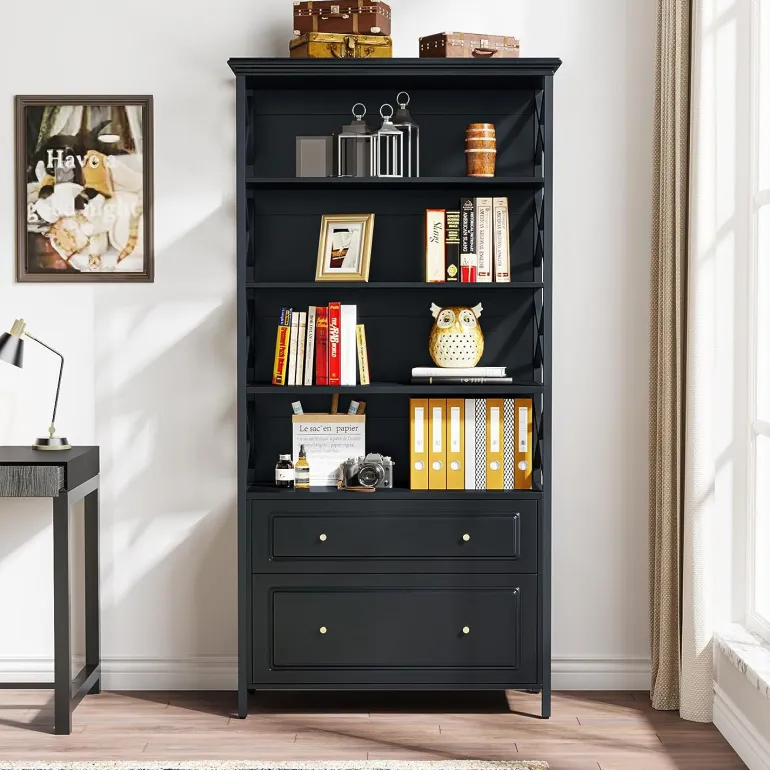 Store Tribesigns File Cabinet, 2 Drawer Vertical Filling Cabinet with Storage Shelves