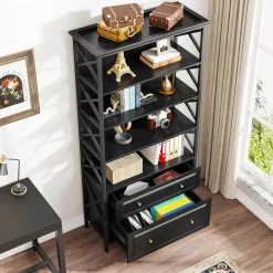 Store Tribesigns File Cabinet, 2 Drawer Vertical Filling Cabinet with Storage Shelves