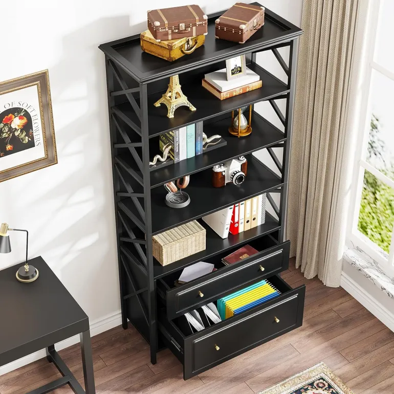 Store Tribesigns File Cabinet, 2 Drawer Vertical Filling Cabinet with Storage Shelves