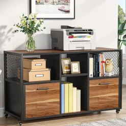 Hot Tribesigns File Cabinet, 2 Drawer Wood Mobile Lateral Filing Cabinet