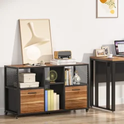 Hot Tribesigns File Cabinet, 2 Drawer Wood Mobile Lateral Filing Cabinet