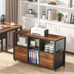 Hot Tribesigns File Cabinet, 2 Drawer Wood Mobile Lateral Filing Cabinet