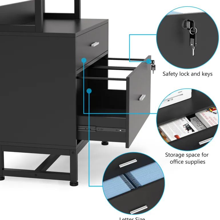 Best Sale Tribesigns File Cabinet, 2 Drawers Letter Size Filing Cabinet Printer Stand