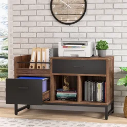 Best Sale Tribesigns File Cabinet, Rustic Lateral Filing Cabinet with 2 Drawers