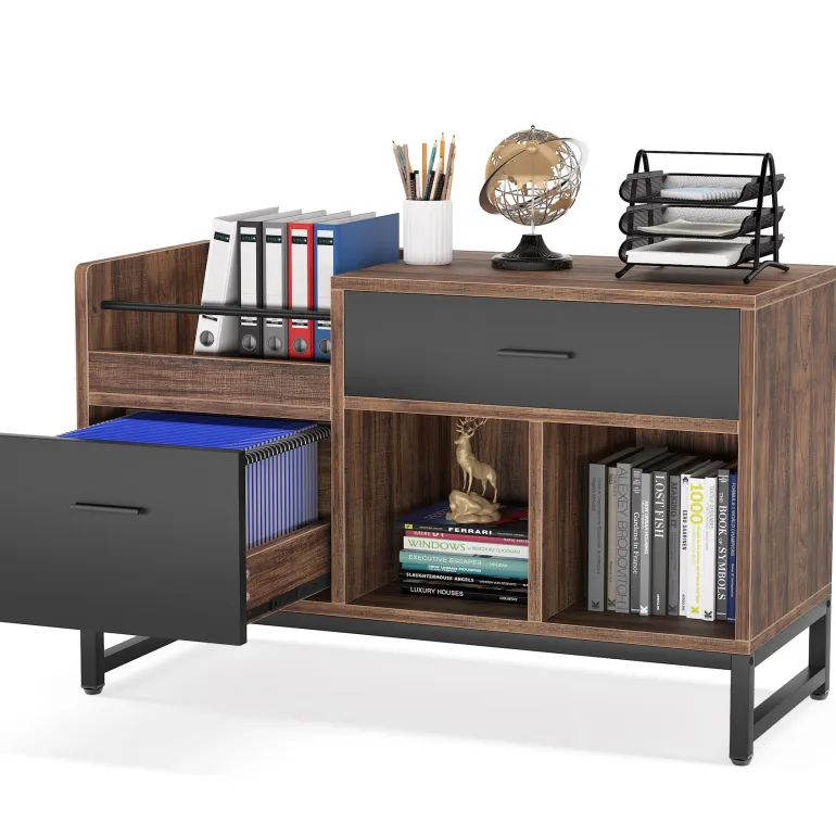 Best Sale Tribesigns File Cabinet, Rustic Lateral Filing Cabinet with 2 Drawers