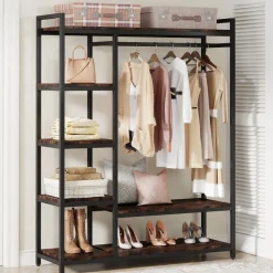 Discount Tribesigns Freestanding Closet Organizer, Garment Rack with 6 Shelves