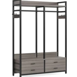 Best Tribesigns Freestanding Closet Organizer, Garment Rack with Drawers & Shelves