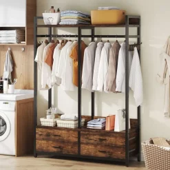 Best Tribesigns Freestanding Closet Organizer, Garment Rack with Drawers & Shelves