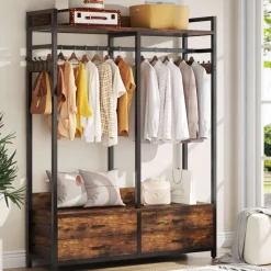 Best Tribesigns Freestanding Closet Organizer, Garment Rack with Drawers & Shelves