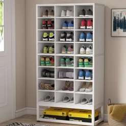 Best Sale Tribesigns Freestanding Shoe Cabinet, 8 - Tier Shoe Storage Rack with 24 Cubbies