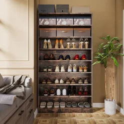 Best Sale Tribesigns Freestanding Shoe Cabinet, 9 - Tier 40 - 45 Pairs Shoe Storage Rack