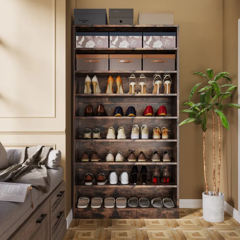 Best Sale Tribesigns Freestanding Shoe Cabinet, 9 - Tier 40 - 45 Pairs Shoe Storage Rack