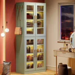 Shop Tribesigns Freestanding Shoe Cabinet with Acrylic Doors and LED Lights