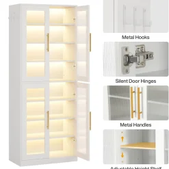 Shop Tribesigns Freestanding Shoe Cabinet with Acrylic Doors and LED Lights