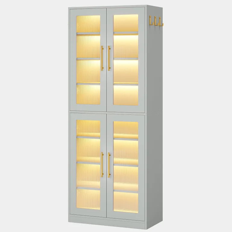 Shop Tribesigns Freestanding Shoe Cabinet with Acrylic Doors and LED Lights