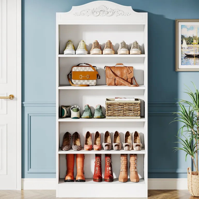 Shop Tribesigns Freestanding Shoe Cabinet, 72.8" Wood 5 Tiers Shoe Storage Rack