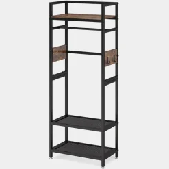 Best Sale Tribesigns Front view of 's Freestanding Closet Organizer, Small Entryway Coat Garments Rack, showcasing its minimalist design and space-saving features.