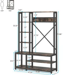 Outlet Tribesigns Front view of ‘s Freestanding Coat Rack Shoe Bench, 4-in-1 Entryway Hall Tree with Shelves.