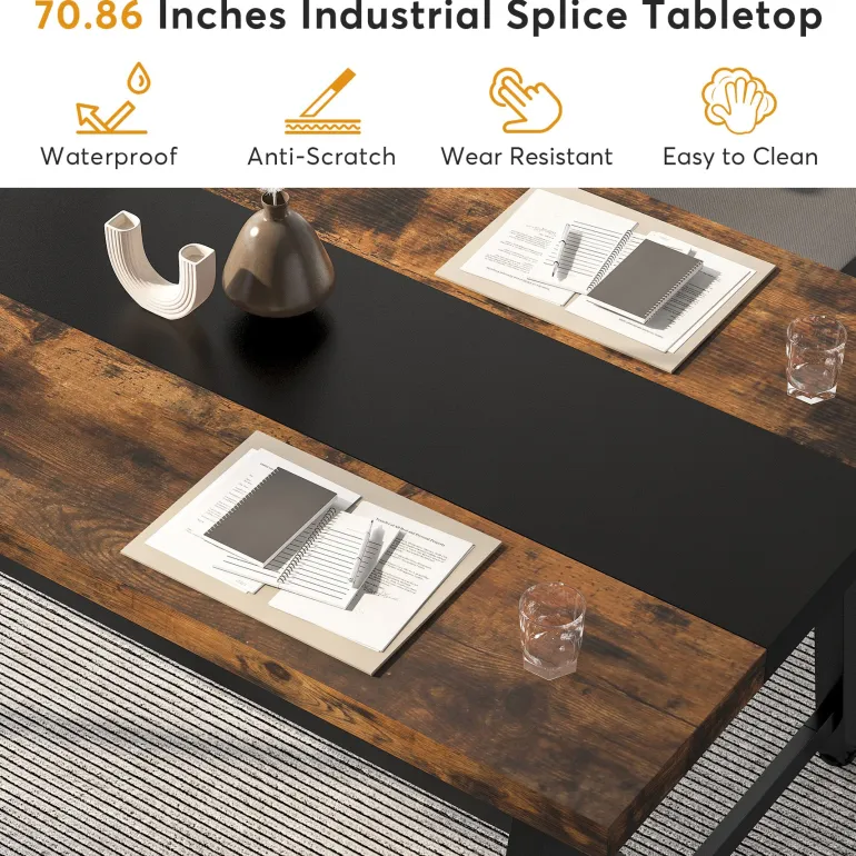 Hot Tribesigns 6FT Conference Table, 70.8” Executive Desk Office Computer Meeting Table