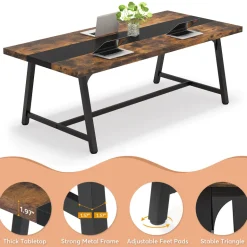 Hot Tribesigns 6FT Conference Table, 70.8” Executive Desk Office Computer Meeting Table