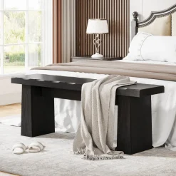Fashion Tribesigns Full-frontal shot of 's Entryway Bench, Wooden Dining Table Bench End of Bed Bench.