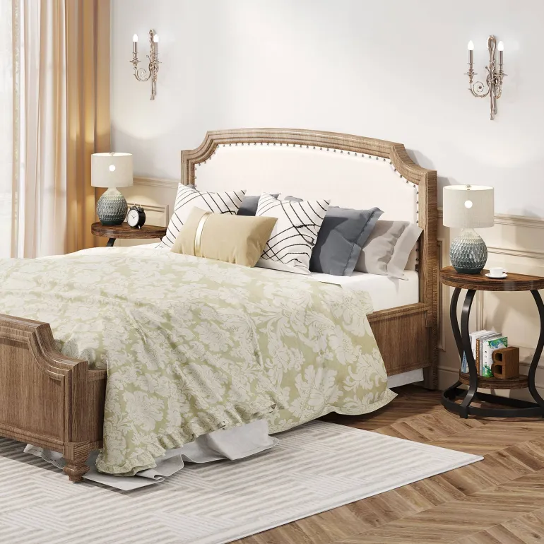 Cheap Tribesigns Half - Round End Table, Side Table with 2 - Tier Shelves