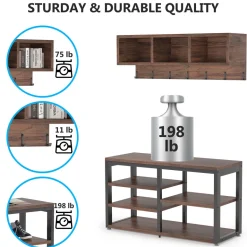 Cheap Tribesigns Hallway view of 's 5 IN 1 Coat Rack Shoe Bench Set, Hall Tree with Wall Mounted Shelf.