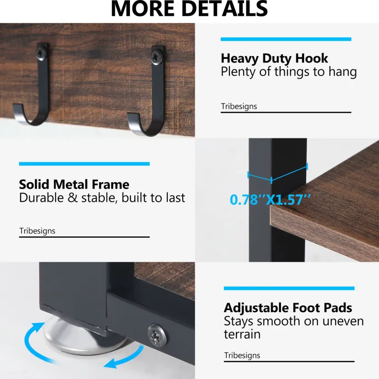 Cheap Tribesigns Hallway view of 's 5 IN 1 Coat Rack Shoe Bench Set, Hall Tree with Wall Mounted Shelf.