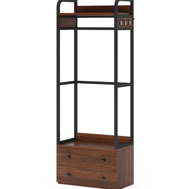 Cheap Tribesigns Hallway view of 's Freestanding Closet Organizer, Coat Rack with Drawers and Shelves.