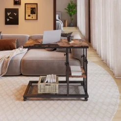 New Tribesigns Height Adjustable C Table, Mobile Side Table with Tiltable Drawing Board