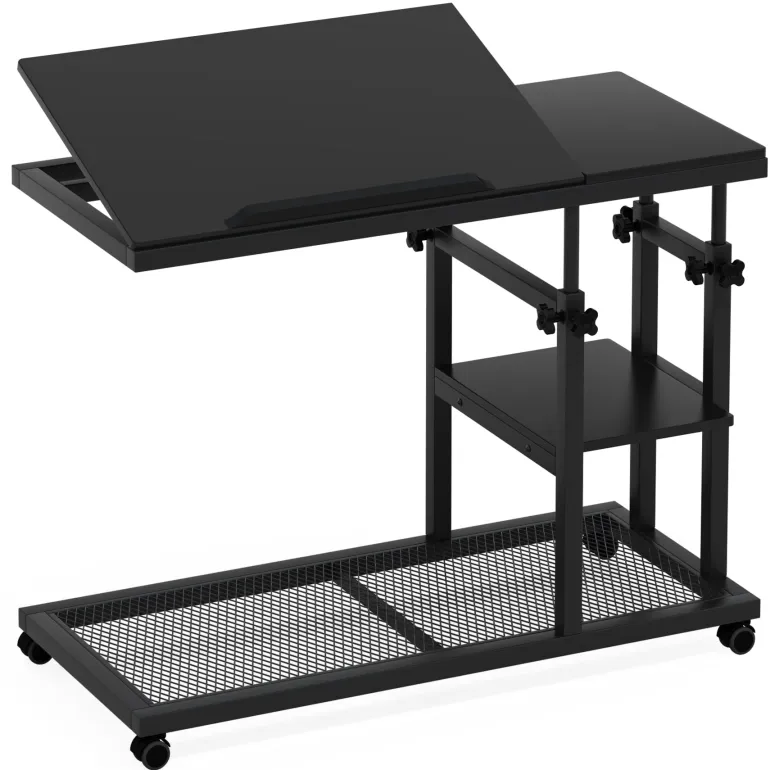 New Tribesigns Height Adjustable C Table, Mobile Side Table with Tiltable Drawing Board