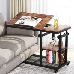 New Tribesigns Height Adjustable C Table, Mobile Side Table with Tiltable Drawing Board