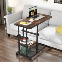 New Tribesigns Height Adjustable C Table, Mobile Side Table with Tiltable Drawing Board