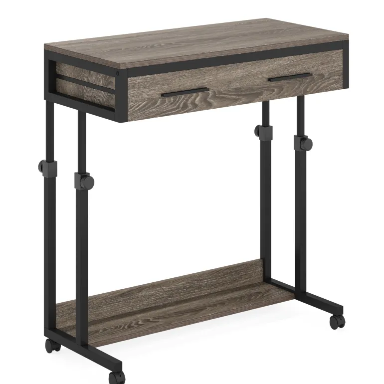 Hot Tribesigns Height Adjustable Desk, Mobile Side Table Portable Desk with Drawers