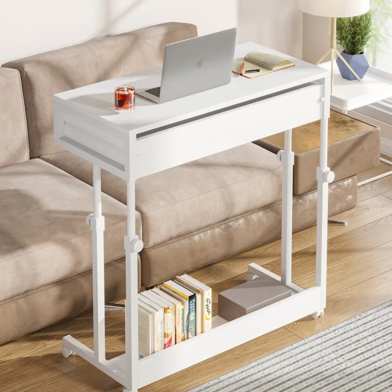Hot Tribesigns Height Adjustable Desk, Mobile Side Table Portable Desk with Drawers