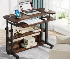 Best Tribesigns Height Adjustable Desk, Mobile Portable Desk with Wireless Charging Station