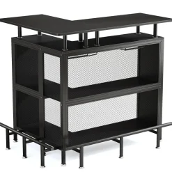 Cheap Tribesigns Home Bar Unit, L-Shaped Liquor Bar Table with Glasses Holders & Shelves