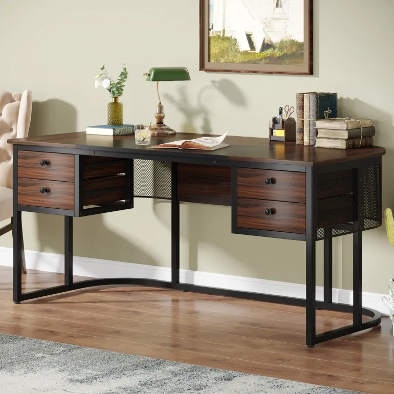Clearance Tribesigns 63-Inch Computer Desk Executive Desk with 4 Drawers