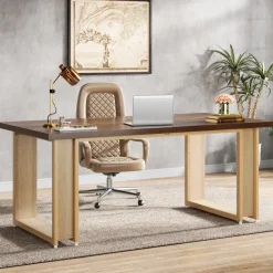 Hot Tribesigns 63-Inch Computer Desk, Rectangular Wood Executive Desk for Home Office