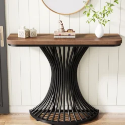 Flash Sale Tribesigns 39-Inch Console Table, Accent Sofa Table with Geometric Metal Base